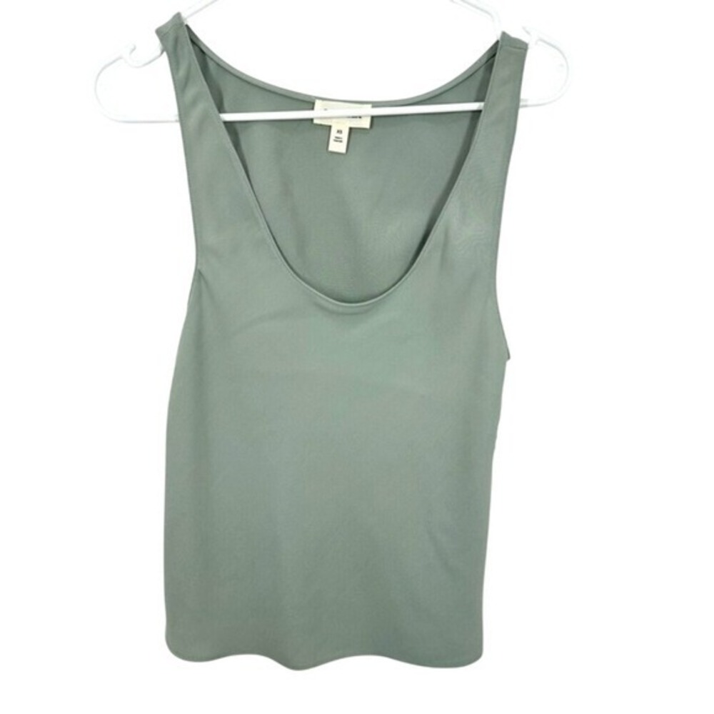 Nordstrom Open Edit Green Halo Plunge Shell Tank V Neck Classic Minimalist NWT